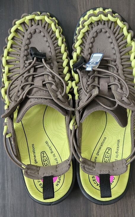 Keen Accessories - KEEN Paired With Streetware Brand Metallwood Brown and Lime Green Hybrid Sandals